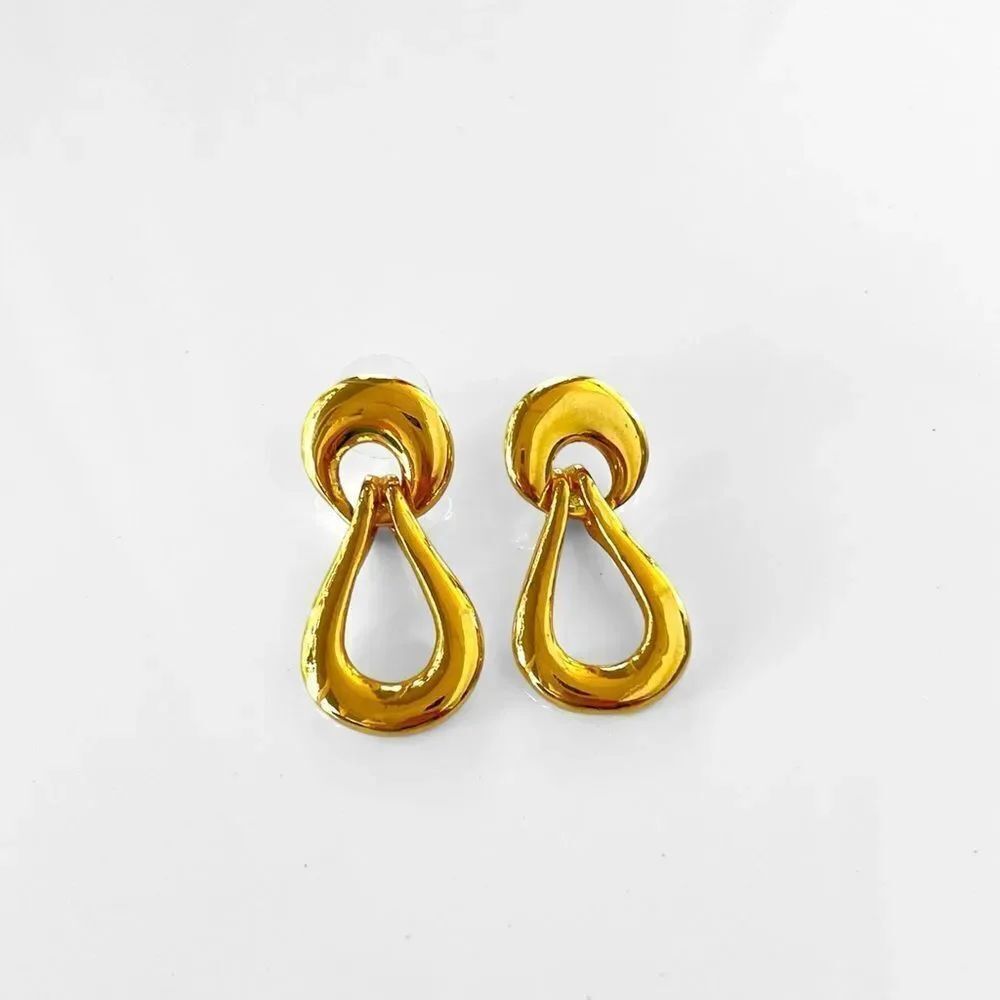 Vintage Gold Door Knocker Dangle Drop Earrings